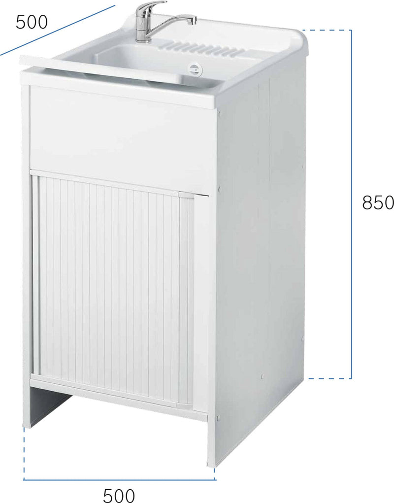 Mobile Lavatoio in PVC 50x50x85 cm con Serranda Forlani Esterni Roc Bianco