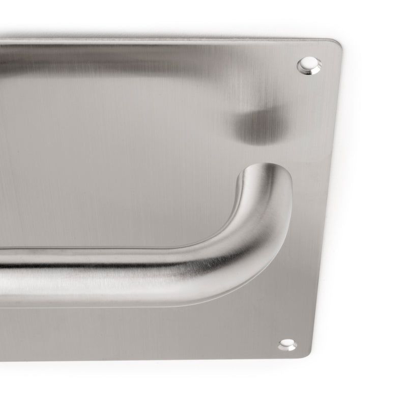 Maniglie Fisse ad u con Piastra 17 x 17 cm Acciaio Inossidabile Nichel Satinato Set di 2 Emuca