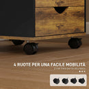 Cassettiera da Ufficio 40x40x67 cm a 5 Cassetti con Ruote Girevoli e Freni in Legno Marrone      