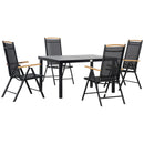 Set Tavolo e 4 Sedie da Giardino in Alluminio e Texteline Nero
