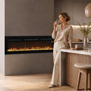Camino Elettrico da Incasso o Parete 170x15,8x45 cm 1500 W con Timer 24 Ore Fiamma Regolabile e Cristalli      