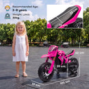 Moto Elettrica per Bambini 3-8 Anni con 12V Doppi Motori Rotelle e Clacson 3 km/h Capacità 30kg Rosa      