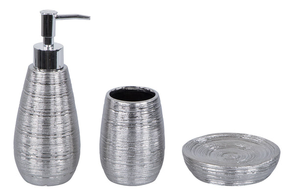 Set 3 Badezimmeraccessoires aus verchromter Keramik online