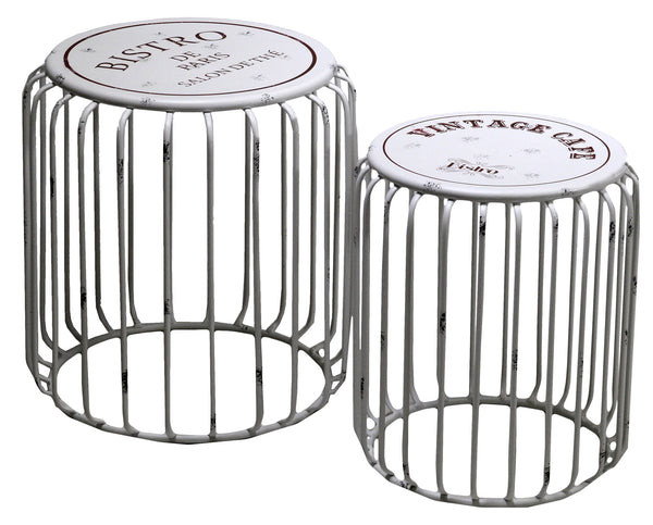 Set aus 2 Adami Vintage Hockern aus weißem Metall online