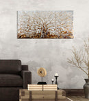 Dipinto Alluminio Albero 120x3,8x60 cm in Legno di Pino Metallo e Canvas
