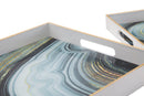 Svuota Tasche Bianco Marble Coppia 40x30x4-35x25x3,5 cm Plastica Bianco e Multicolor