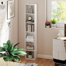 Libreria 30x24x159 cm a 6 Ripiani Scaffale Autoportante per Soggiorno in Laminato Bianco      