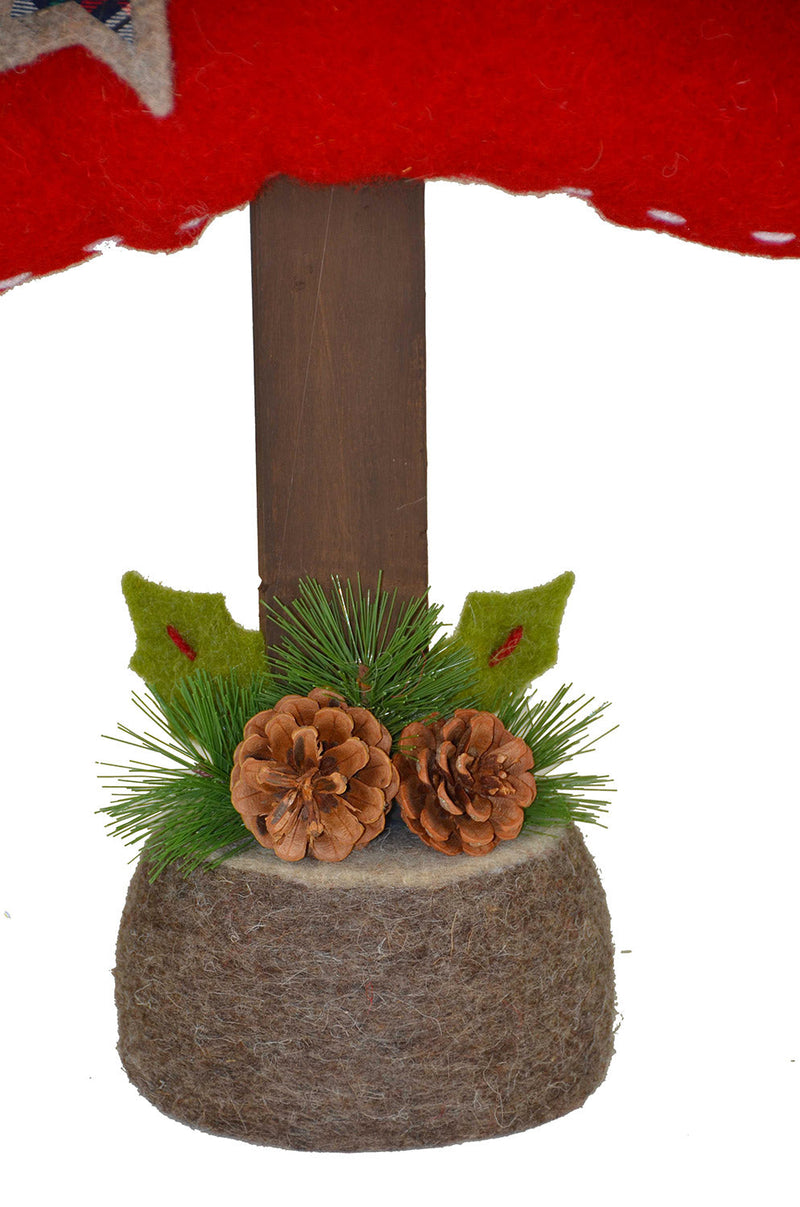 Mini Albero di Natale in panno rosso grande cm . 37x13,5 h 74