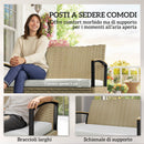 Panca Contenitore da Giardino 123x70x82 cm Capacità 125L con Cuscino Imbottito in Metallo e Rattan PE Cachi      