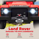 Macchina Elettrica per Bambini Licenza Ufficiale Land Rover Defender 12V con Telecomando Rosso  