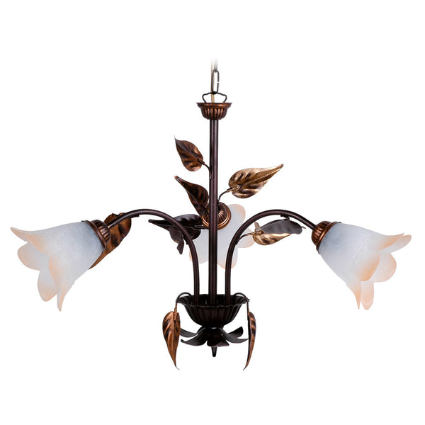 prezzo Kronleuchter 3xE14 Kupfer Brauner Rahmen Weiß Bernsteinfarbenes Glas E-Energy Giulia