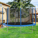 Trampolino Tappeto Elastico Ø370x275 cm in Acciaio con Rete e Bordo Imbottito Blu e Nero