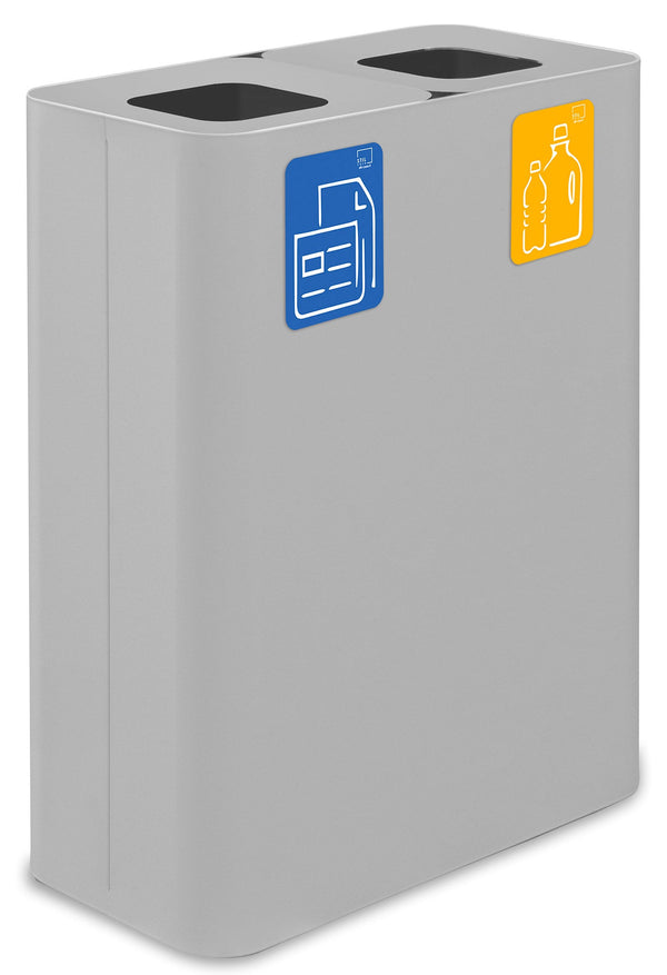 Pattumiera Sistema di Raccolta Rifiuti 60x30xh80 cm In Acciaio Verniciato Doppio Scomparto Bianco online