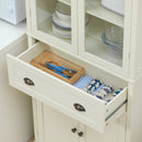 Mobile Dispensa a 5 Livelli con Cassetto Centrale 76x40x182,5 cm  in MDF e Truciolato Bianco Crema