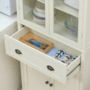 Mobile Dispensa a 5 Livelli con Cassetto Centrale 76x40x182,5 cm  in MDF e Truciolato Bianco Crema