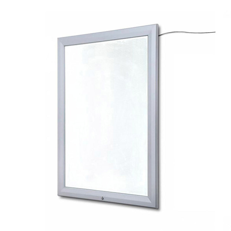 Bacheca con Apertura a Ribalta 70x100 cm in Alluminio Retroilluminata con Led Porta Poster Silver
