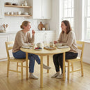 Set di 2 Sedie da Pranzo 42x45x80 cm con Schienale Curvo e Seduta a Doghe in Bambù Colore Naturale      