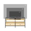 Mobile TV Max 55” 120x40x59 cm in Acciaio e Truciolato Nero e Legno Naturale