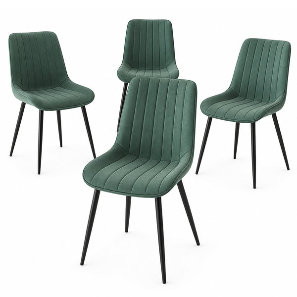 online Set 4 Sedie da Pranzo Seduta Ergonomica 43x52x85 cm Struttura in Acciaio in Velluto Verde