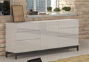 Credenza con piedi 1 Anta + 6 Cassetti 170x40x73 cm Metis Bianco Lucido