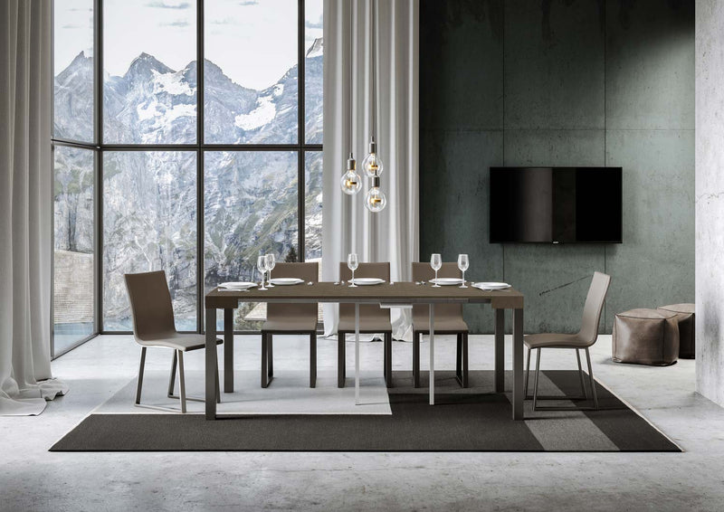 Consolle Allungabile 90-300x40x77 cm Everyday Tortora Telaio Antracite 