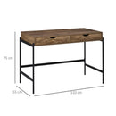 Scrivania Moderna 110x55x75 cm in Metallo e MDF Nero e Marrone