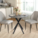 Tavolo da Pranzo Rotondo Stile Industriale Ø80x75 cm con Piano in Truciolare e Gambe a Croce in Acciaio Grigio      