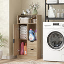 Mobile Bagno Salvaspazio Slim 50x25x100 cm con Armadietto e Cassetti in Truciolare Color Legno 