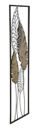 Pannello e Legno Foglie 30,5x2,5x99,5 cm in Ferro e MDF Oro e Argento