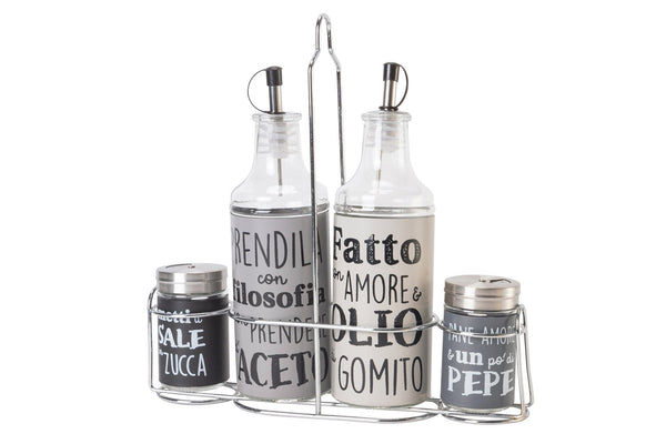 sconto Set aus 5 Glasteilen mit Metallständer Villa d'Este Home Tivoli