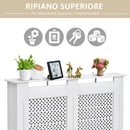 Copritermosifone in Legno a Griglia Bianco 111.5x82x19 cm 