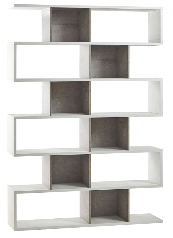 Libreria Modulare 6 Ripiani 150x215x38 cm Ossido Bianco/Cemento sconto