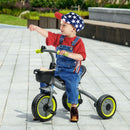 Triciclo per Bambini 70,5x50x58 cm con Seduta Regolabile e Campanello Nero  
