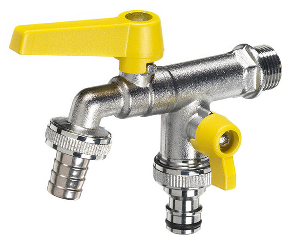 Rubinetto a Sfera Doppio per Fontana da Giardino con Leve Colorate Belfer RUB/027 Giallo sconto