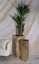 Porta Vasi Squer Coppia 34x34x90 cm - 25x25x78 cm in Ferro Oro      