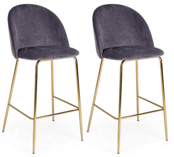 Set 2 Sgabelli Bar 51x55x105h cm Carry Velluto Grigio Scuro prezzo