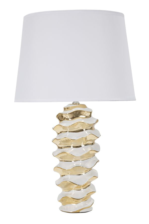 prezzo Lampada da Tavolo Glam Space 33x53x33 cm in Ceramica Bianco/Oro