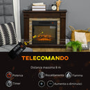 Camino Elettrico da Terra 80x21,6x67,8 cm con Timer Effetto Fiamma e Temperatura Regolabile in Legno e Metallo Marrone      