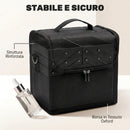 Beauty Case da Trucco 27,5x19,5x24,5 cm con 4 Contenitori Rimovibili e Tracolla in Tessuto Oxford Lavabile Nero      