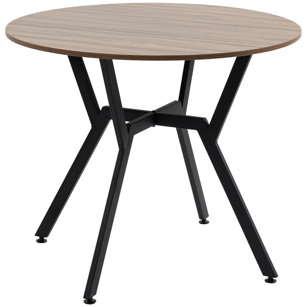 acquista Tavolo Rotondo da Pranzo per 2 Persone Ø90 cm in Legno e Acciaio Nero e Marrone