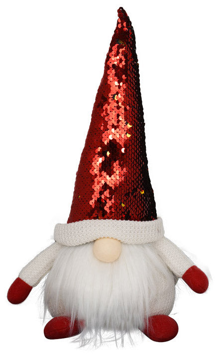 Weihnachtsmannzwerg H34 cm aus Stoff mit Pailletten sconto