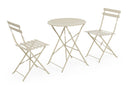 Set 3 Pezzi Bistrot da Giardino con Tavolo e 2 Sedie in Acciaio Verniciato Austin Gypsum  