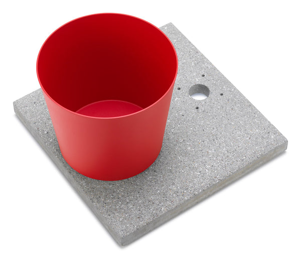 sconto Base con Vaschetta per Fontane con Ghiera Piccola 40x40x5 cm in Cemento Belfer 42/BSE/4 Rosso