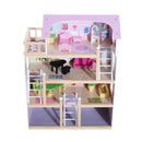 Casa delle Bambole per Bambini a 4 Piani in Legno con Accessori Rosa 60x30x80 cm 