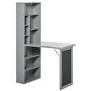 Libreria con Scrivania a Scomparsa Salvaspazio 98x51x153 cm in MDF Grigio 