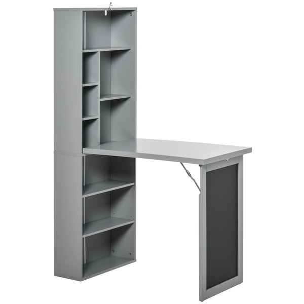 Libreria con Scrivania a Scomparsa Salvaspazio 98x51x153 cm in MDF Grigio acquista