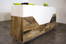 Credenza 4 Ante 220,1x43x86 cm Alien Bianco Lucido e Acero Pereira