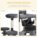 Albero Tiragraffi per Gatti a 4 Livelli in Peluche Sisal Naturale Grigio 40x40x132 cm 