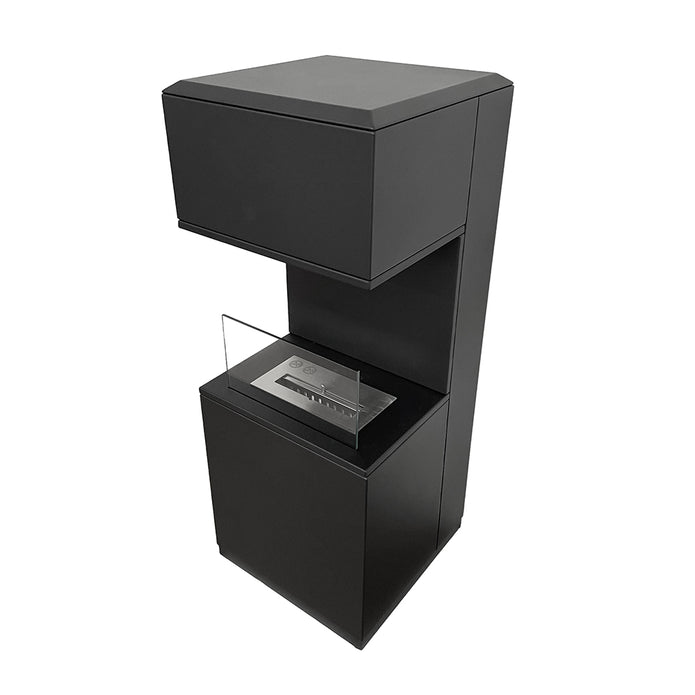 Camino a Bioetanolo da Pavimento 38x38x100 cm Oslo in acciaio Nero  