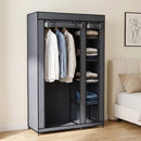 Armadio in Tessuto Salvaspazio 110x45x175 cm con Barra Appendiabiti e 5 Ripiani Struttura in Acciaio Grigio      